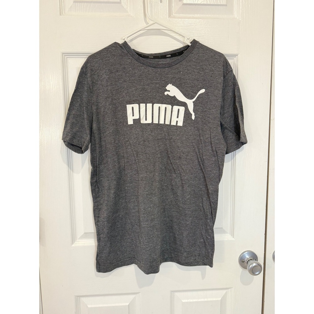 Puma Mens‎ Gray Short Sleeve T-Shirt Crew Neck Casual Activewear Top